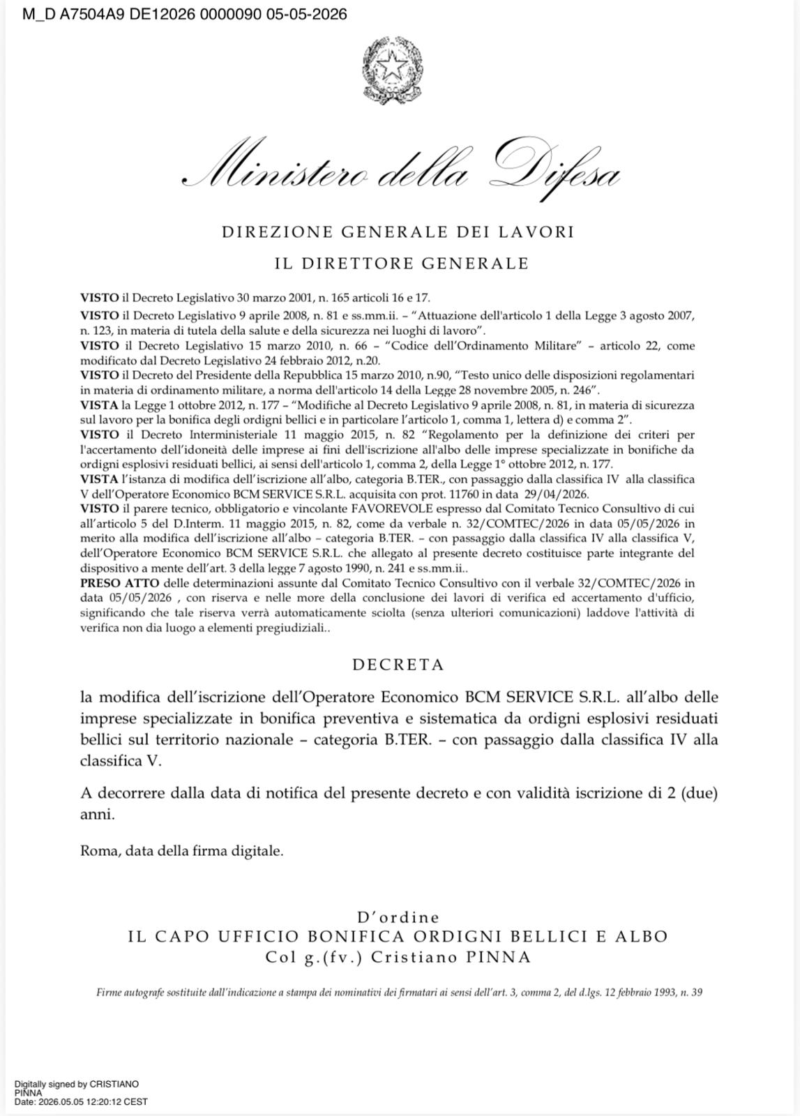 Certificazione ufficiale